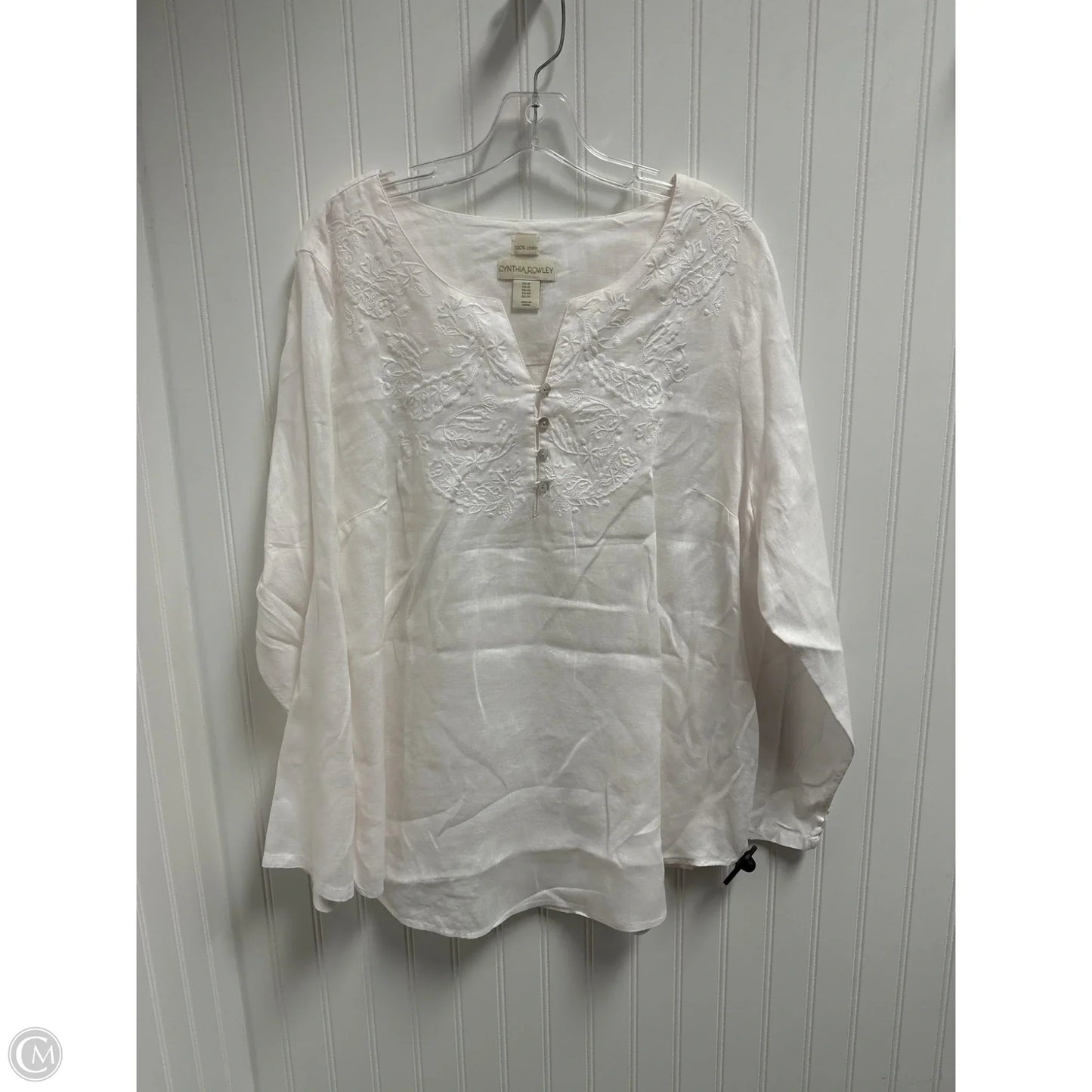 Top Long Sleeve By Cynthia Rowley In White, Size: 1x