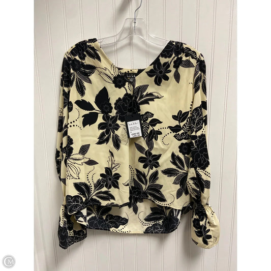 Top Long Sleeve By Nicole Miller In Black & Cream, Size: M