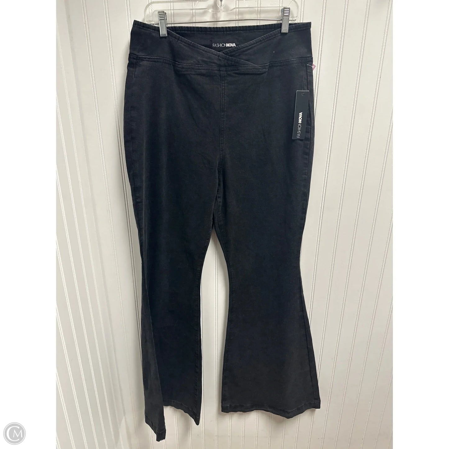 Jeans Wide Leg By Fashion Nova In Black Denim, Size: 14