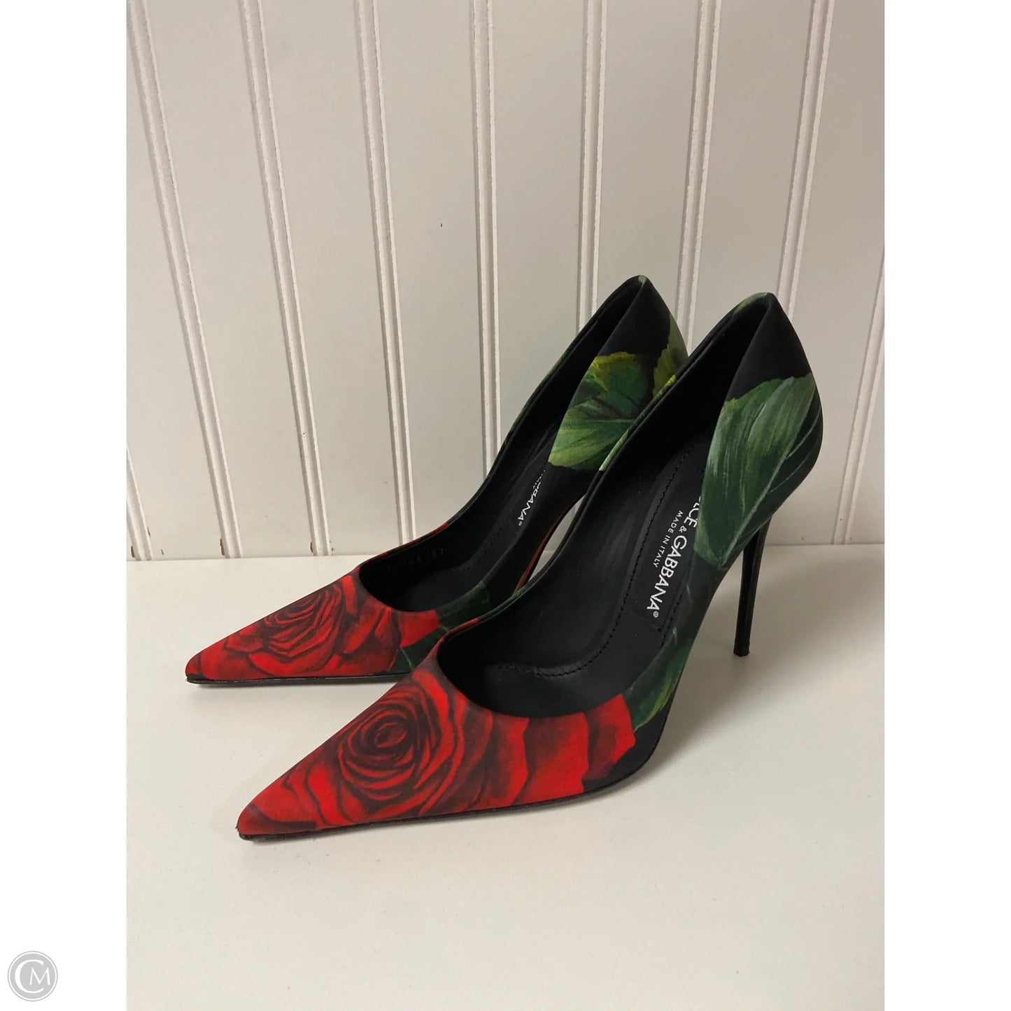 Shoes Luxury Designer By Dolce And Gabbana In Black & Red, Size: 6.5 or 37