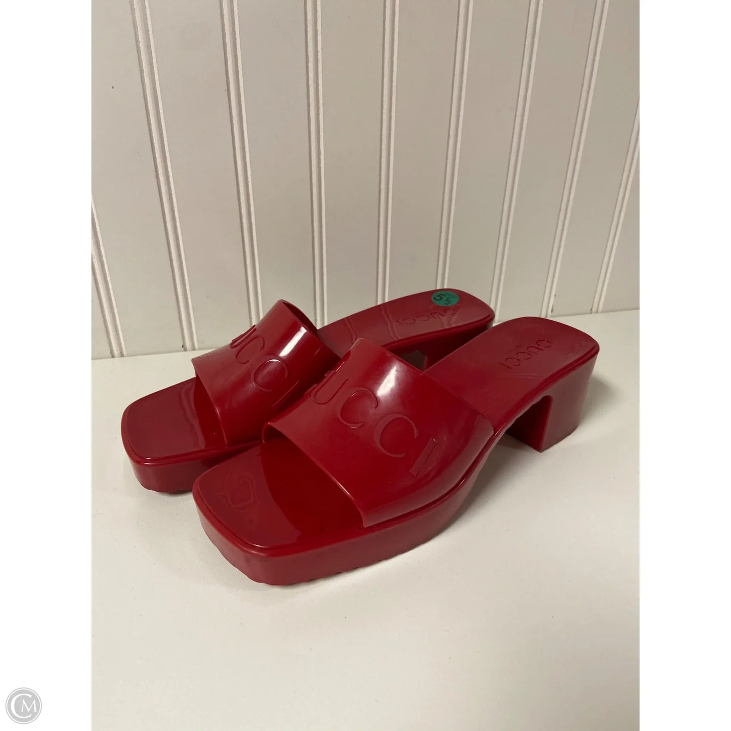 Sandals Luxury Designer By Gucci In Red, Size: 5.5 or 36