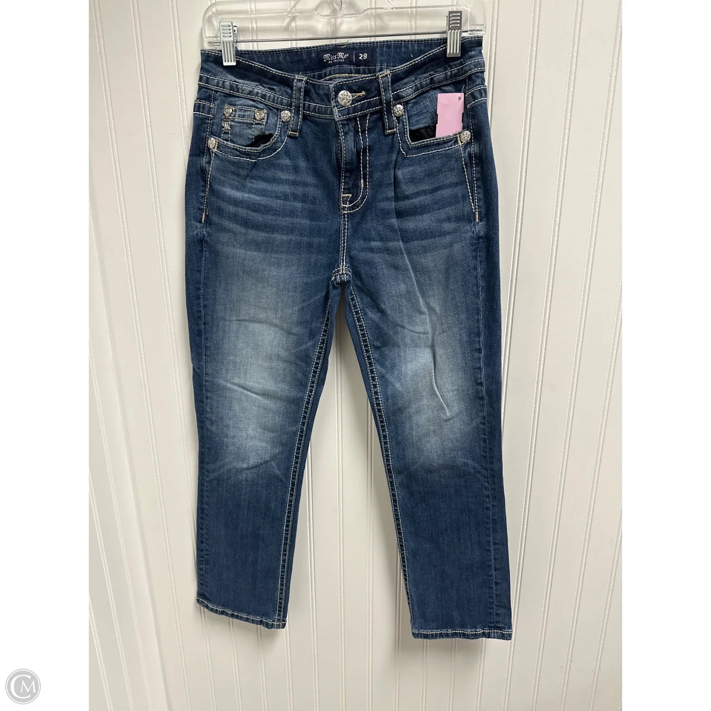 Jeans Cropped By Miss Me In Blue Denim, Size: 6