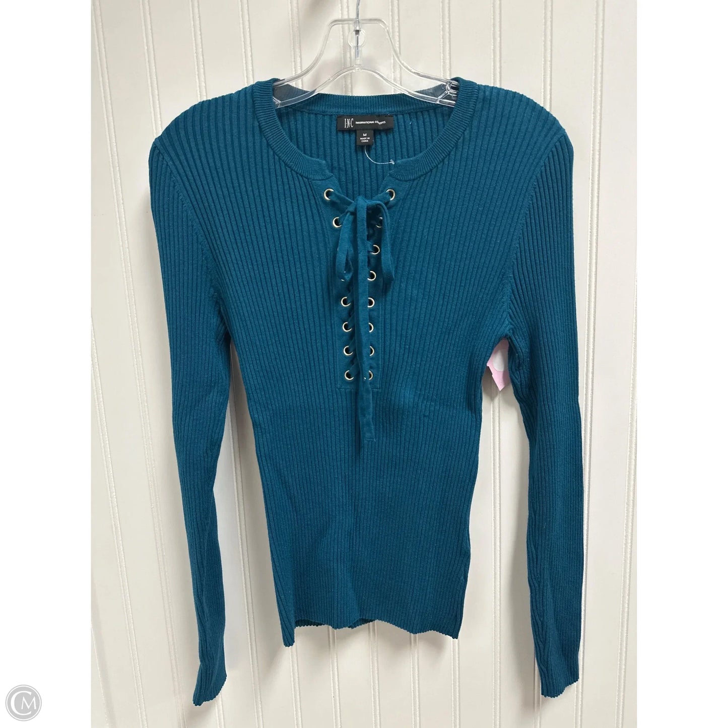 Top Long Sleeve By Inc In Teal, Size: M