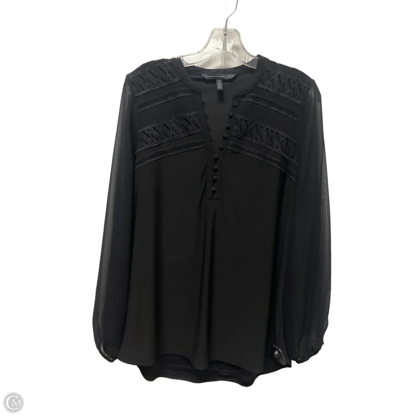 Top Long Sleeve By White House Black Market In Black, Size: M