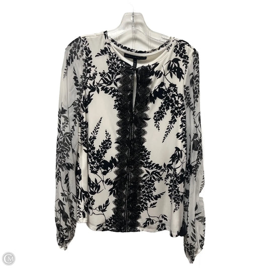 Top Long Sleeve By White House Black Market In Black & White, Size: M