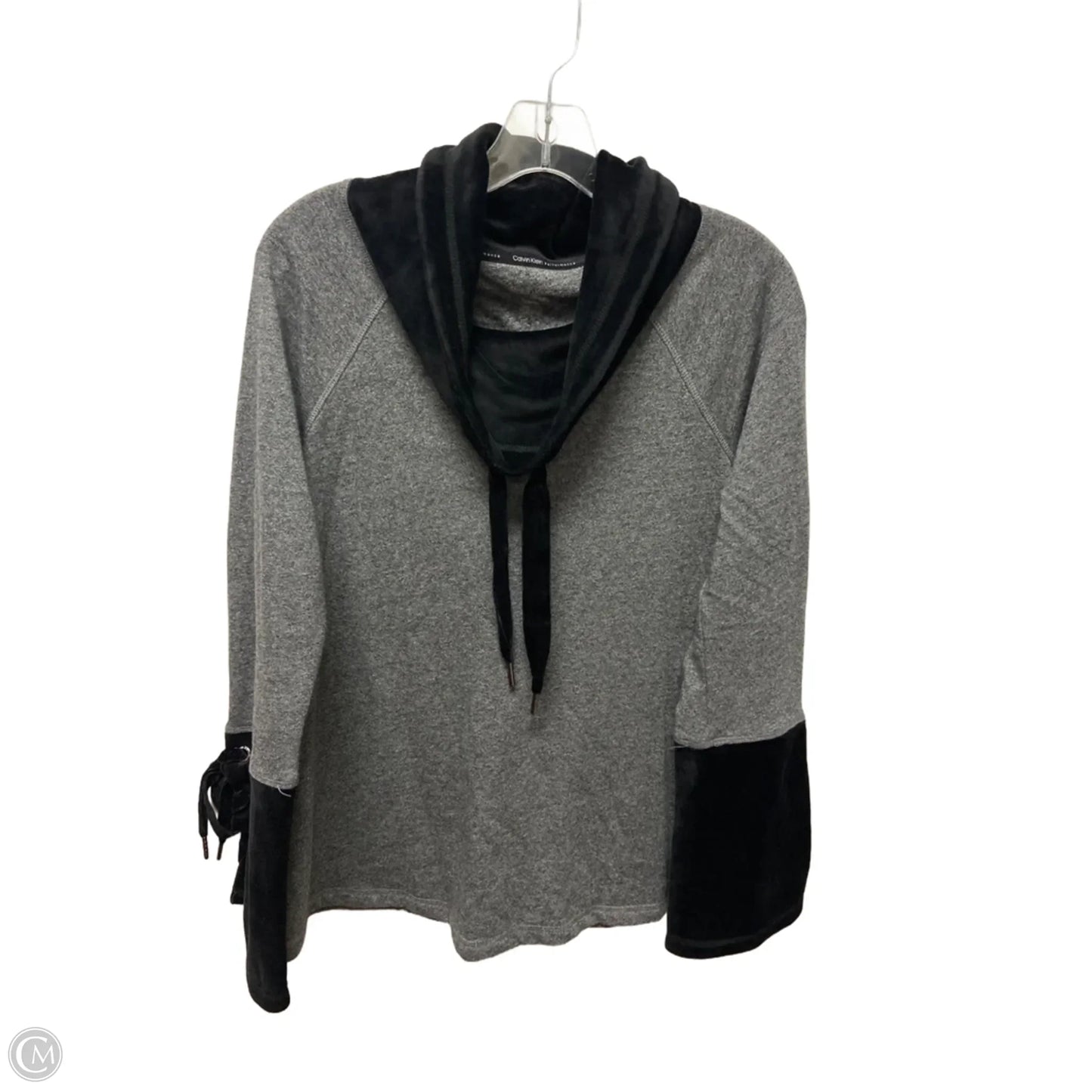 Top Long Sleeve By Calvin Klein In Black & Grey, Size: S