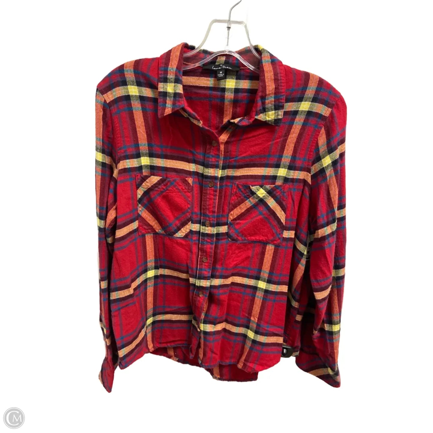 Top Long Sleeve By Lulus In Plaid Pattern, Size: M
