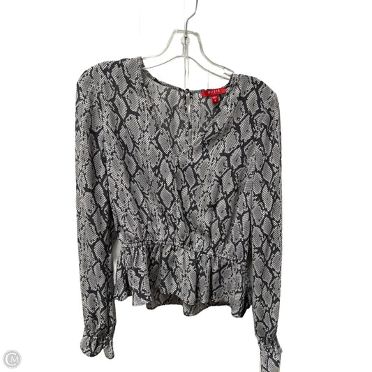 Top Long Sleeve By Guess In Snakeskin Print, Size: M