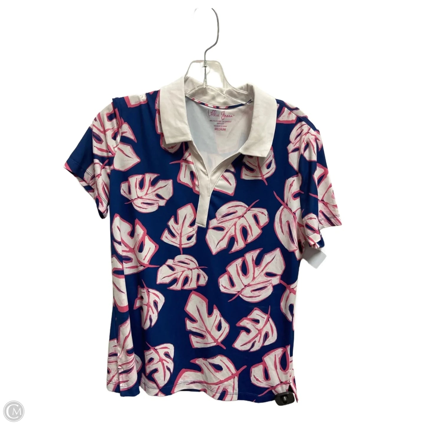 Athletic Top Short Sleeve By Clothes Mentor In Blue & White, Size: M