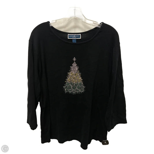 Top Long Sleeve Basic By Karen Scott In Black, Size: 1x