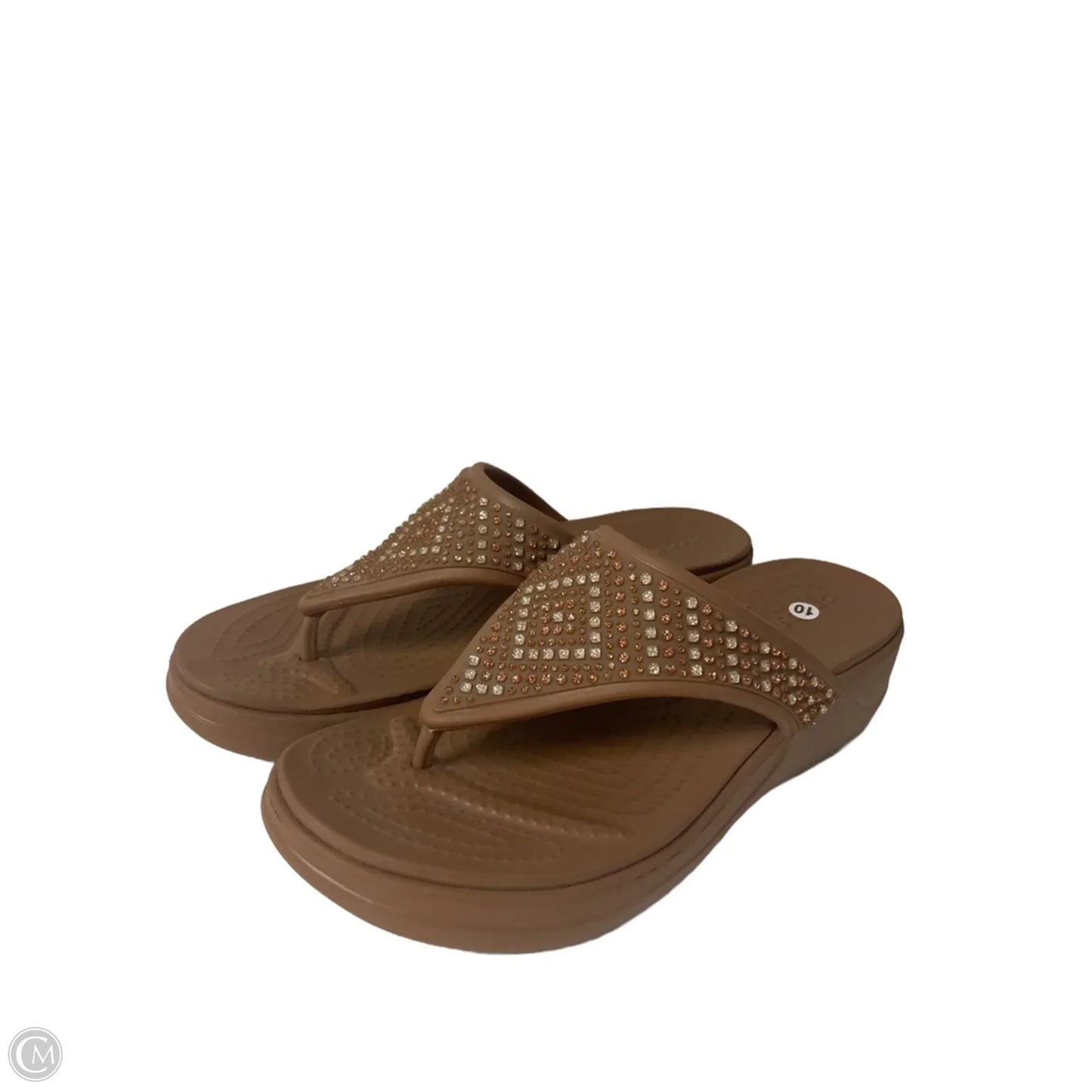 Sandals Flats By Crocs In Tan, Size: 10