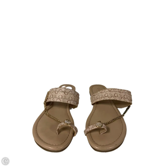 Sandals Flats By Guess In Beige, Size: 6