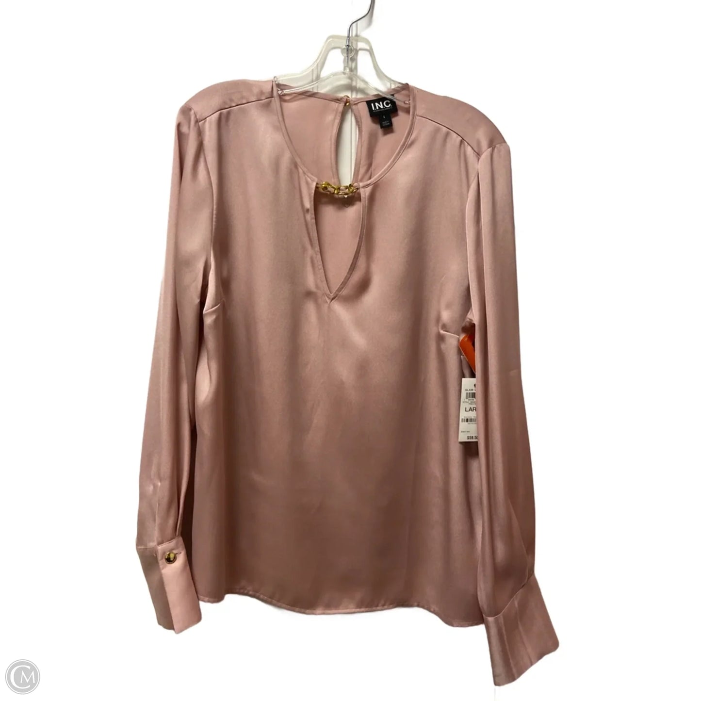 Top Long Sleeve By Inc In Pink, Size: L