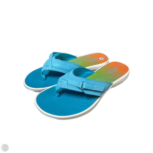 Sandals Flip Flops By Clarks In Blue & Orange, Size: 8