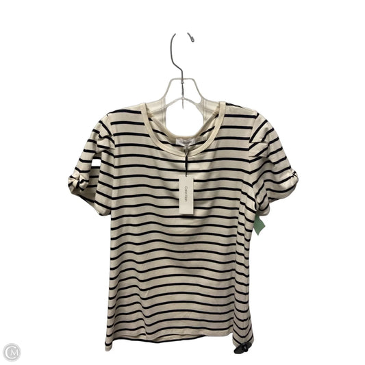 Top Short Sleeve By Calvin Klein In Striped Pattern, Size: M