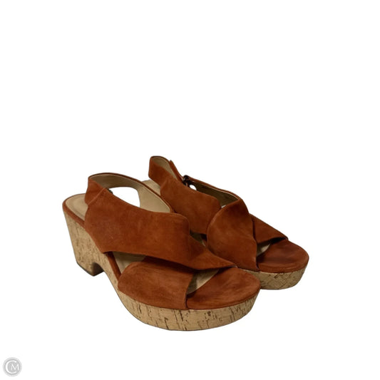 Sandals Heels Wedge By Clarks In Orange, Size: 9.5