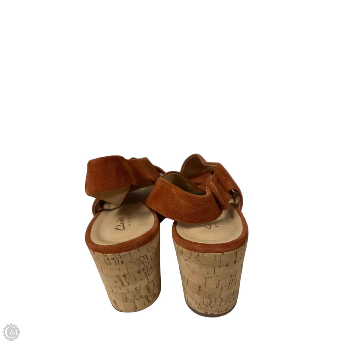 Sandals Heels Wedge By Clarks In Orange, Size: 9.5