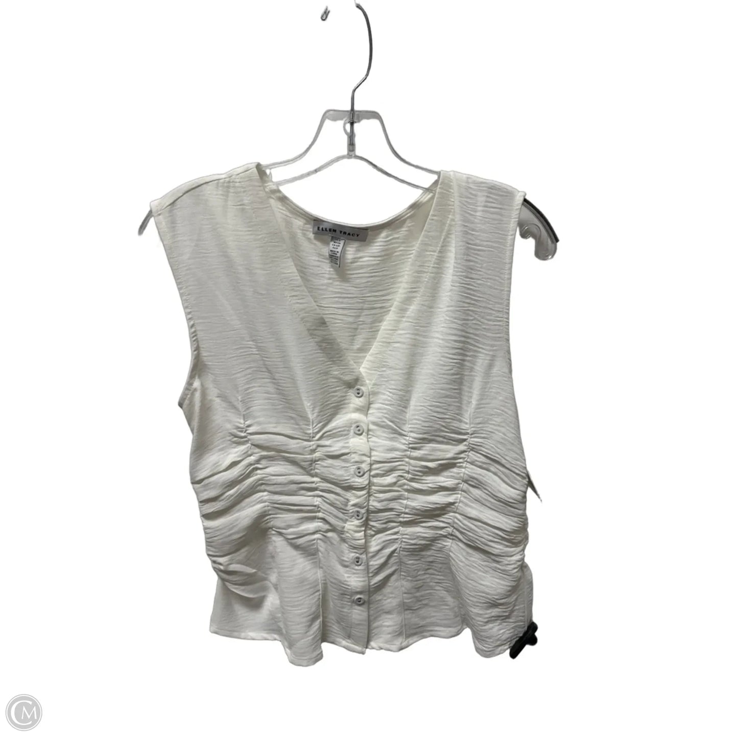Top Sleeveless By Ellen Tracy In White, Size: S
