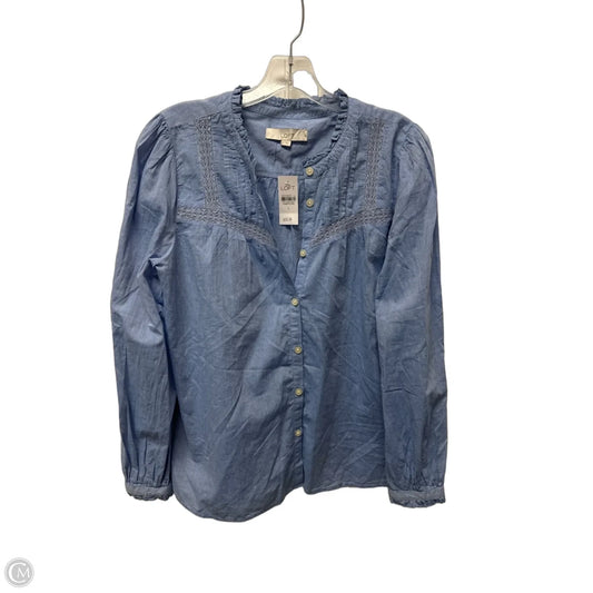 Top Long Sleeve By Loft In Blue Denim, Size: L