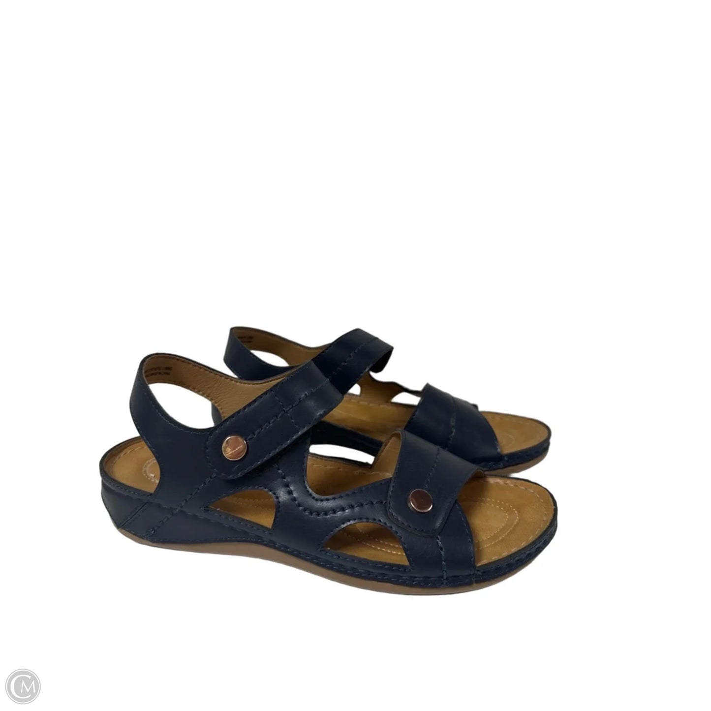Sandals Flats By Clothes Mentor In Navy, Size: 9