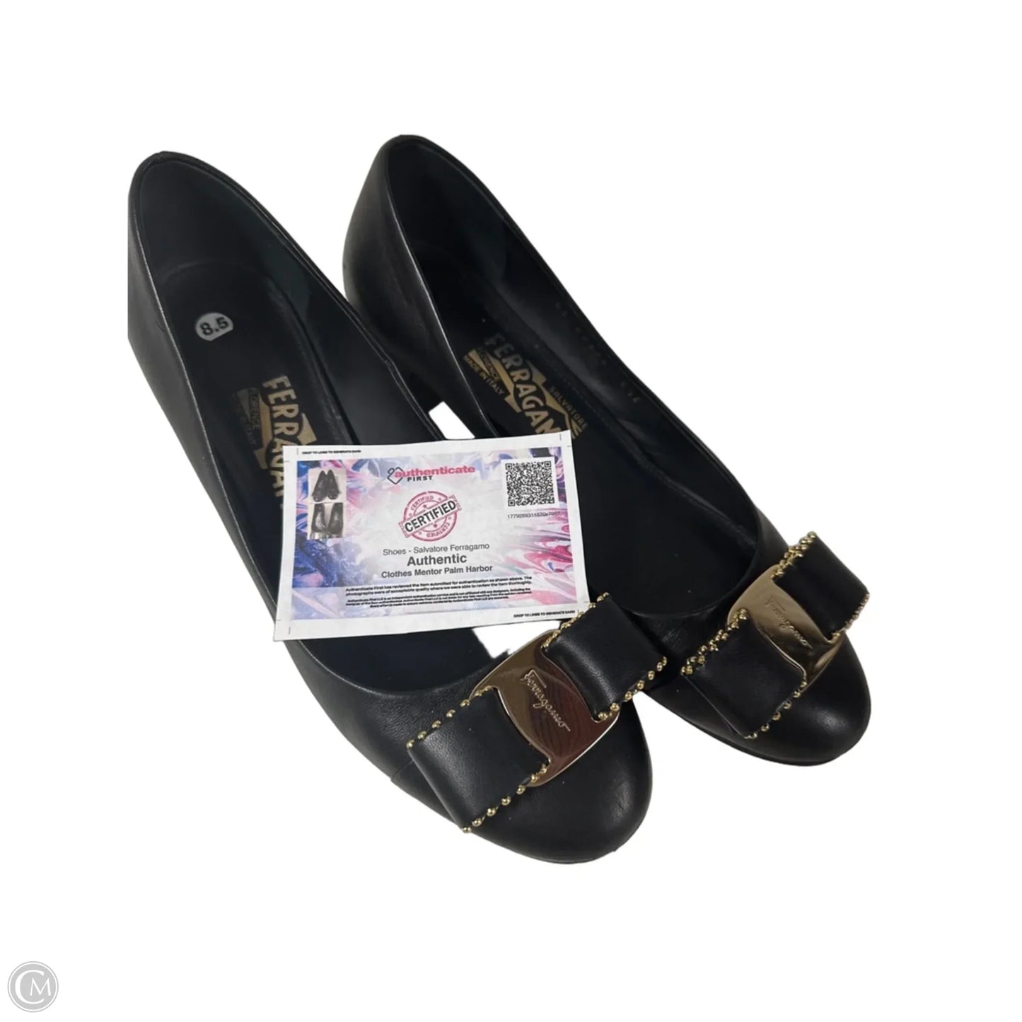 Shoes Luxury Designer By Ferragamo In Black, Size: 8.5