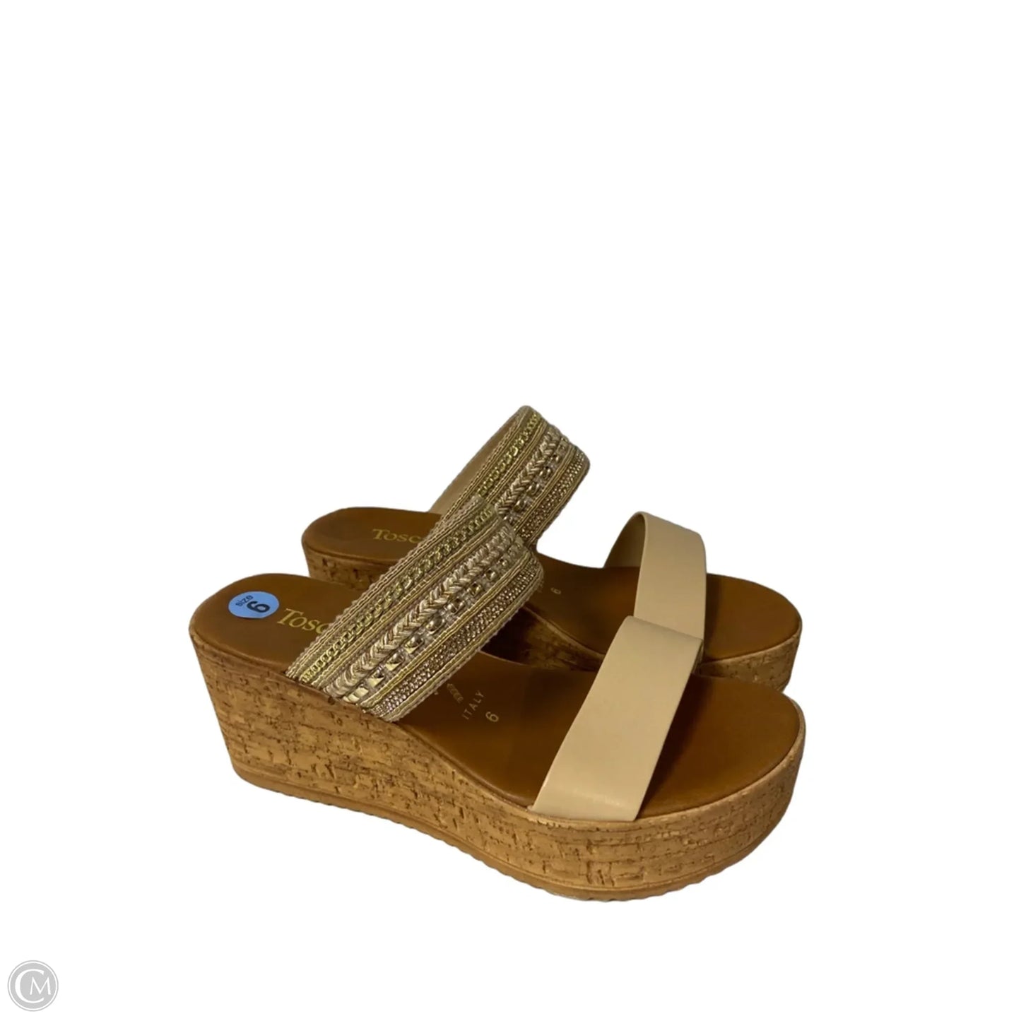 Sandals Heels Wedge By Toscanella In Beige, Size: 6