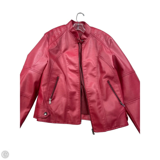 Jacket Moto By Clothes Mentor In Red, Size: Xl