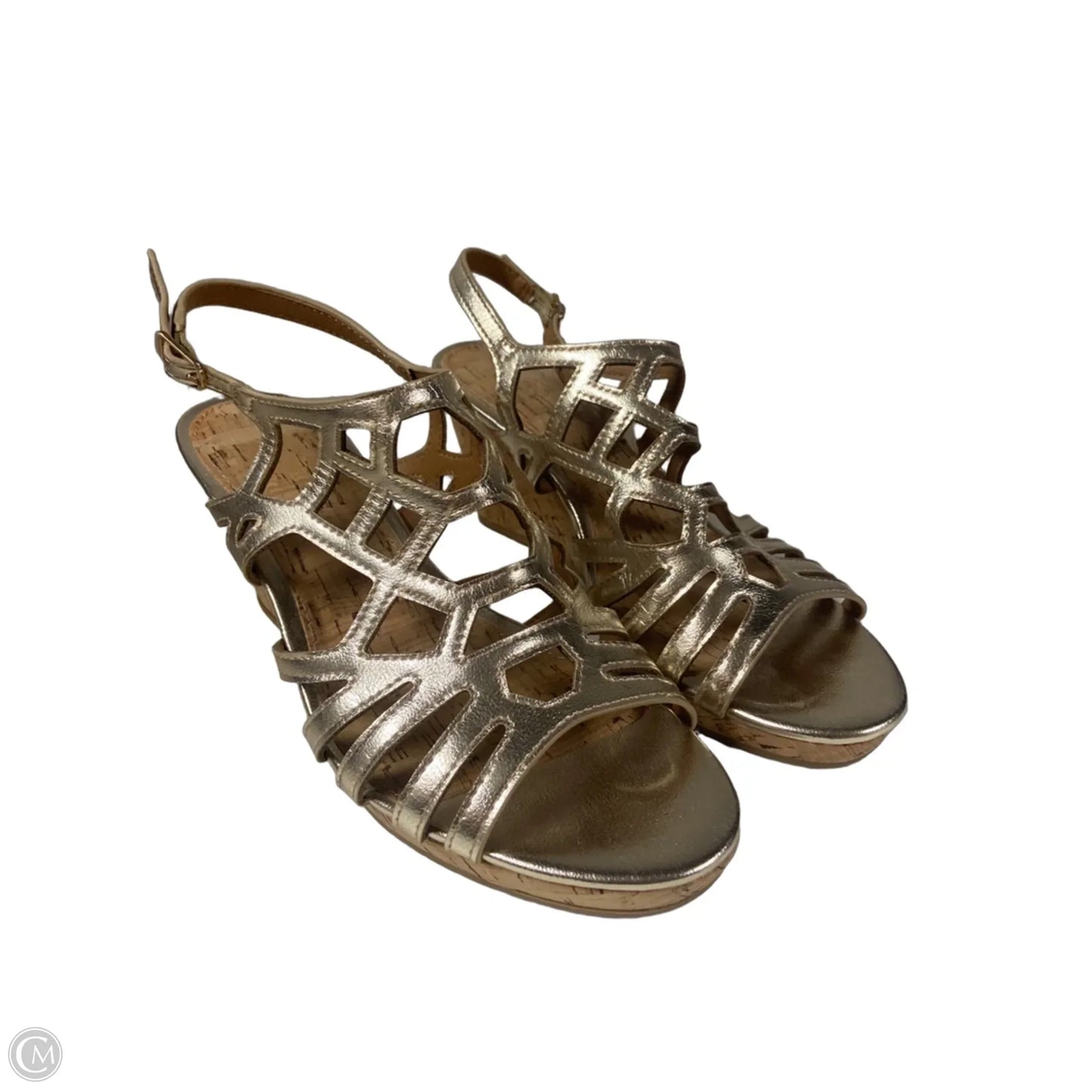 Sandals Heels Wedge By White Mountain In Gold, Size: 8