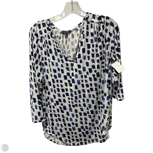 Top Long Sleeve Basic By Not Your Daughters Jeans In Blue & White, Size: S