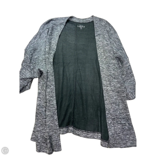 Sweater Cardigan By Loft In Black & Grey, Size: L