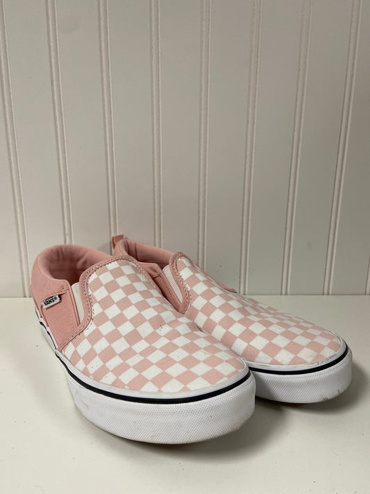Pink & White Shoes Flats Vans, Size 8
