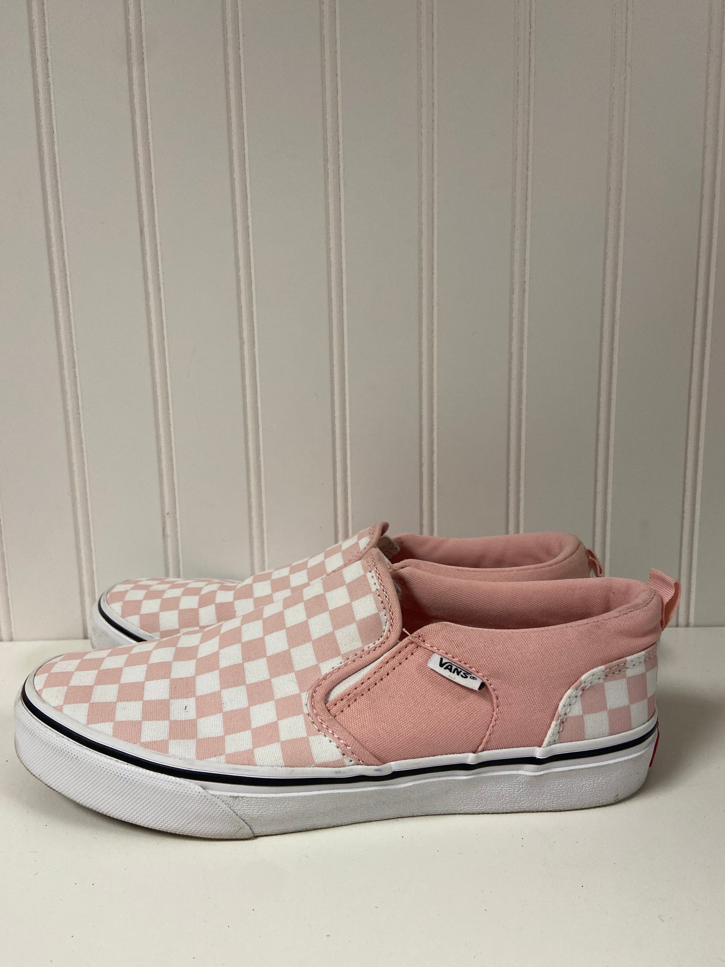Pink & White Shoes Flats Vans, Size 8