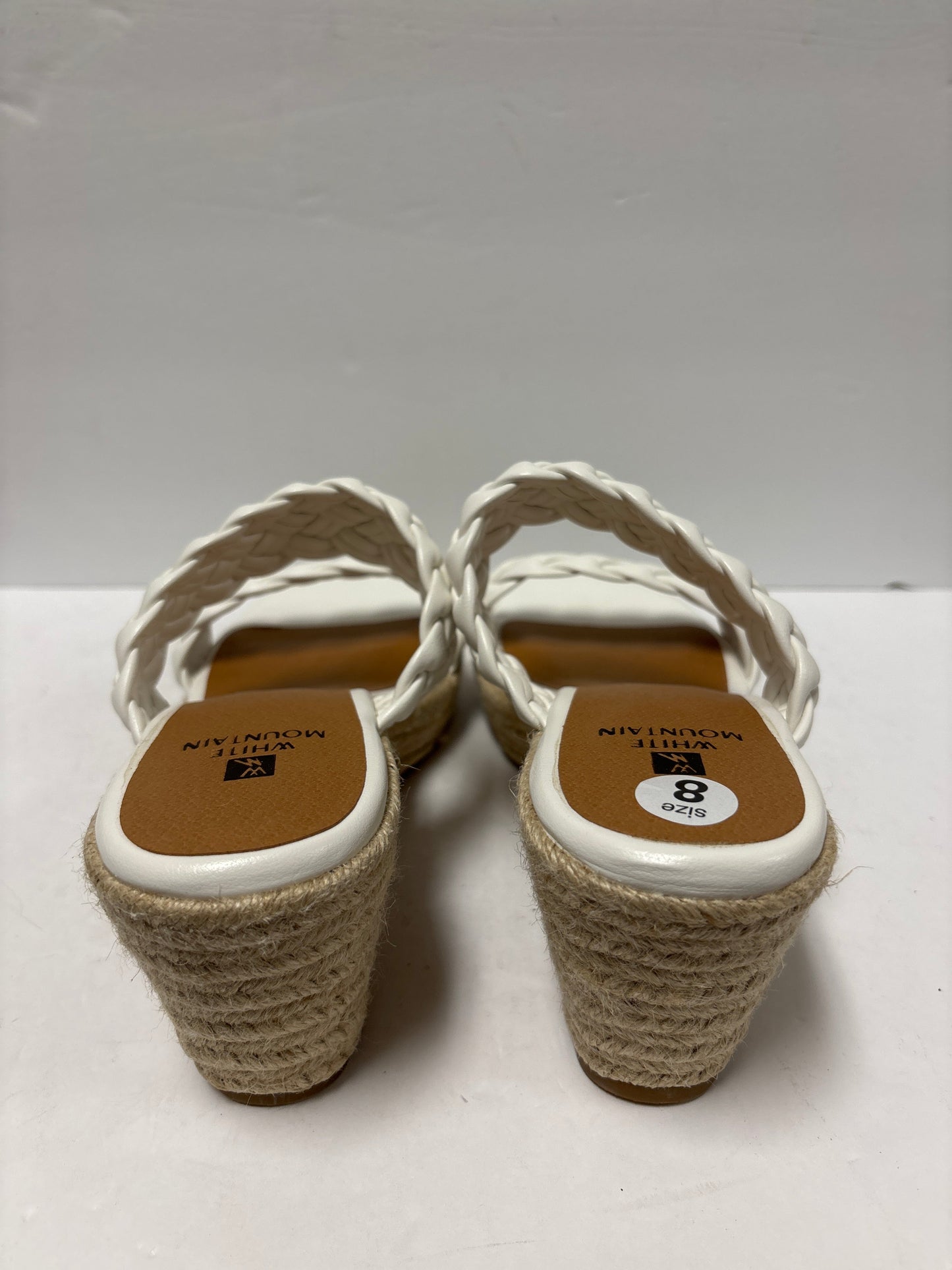 White Sandals Heels Wedge White Mountain, Size 8