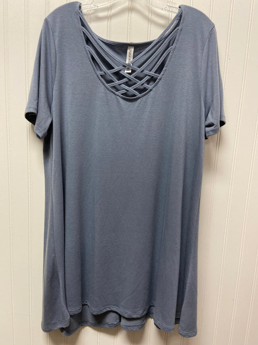 Blue Top Short Sleeve Basic Zenana Outfitters, Size 2x