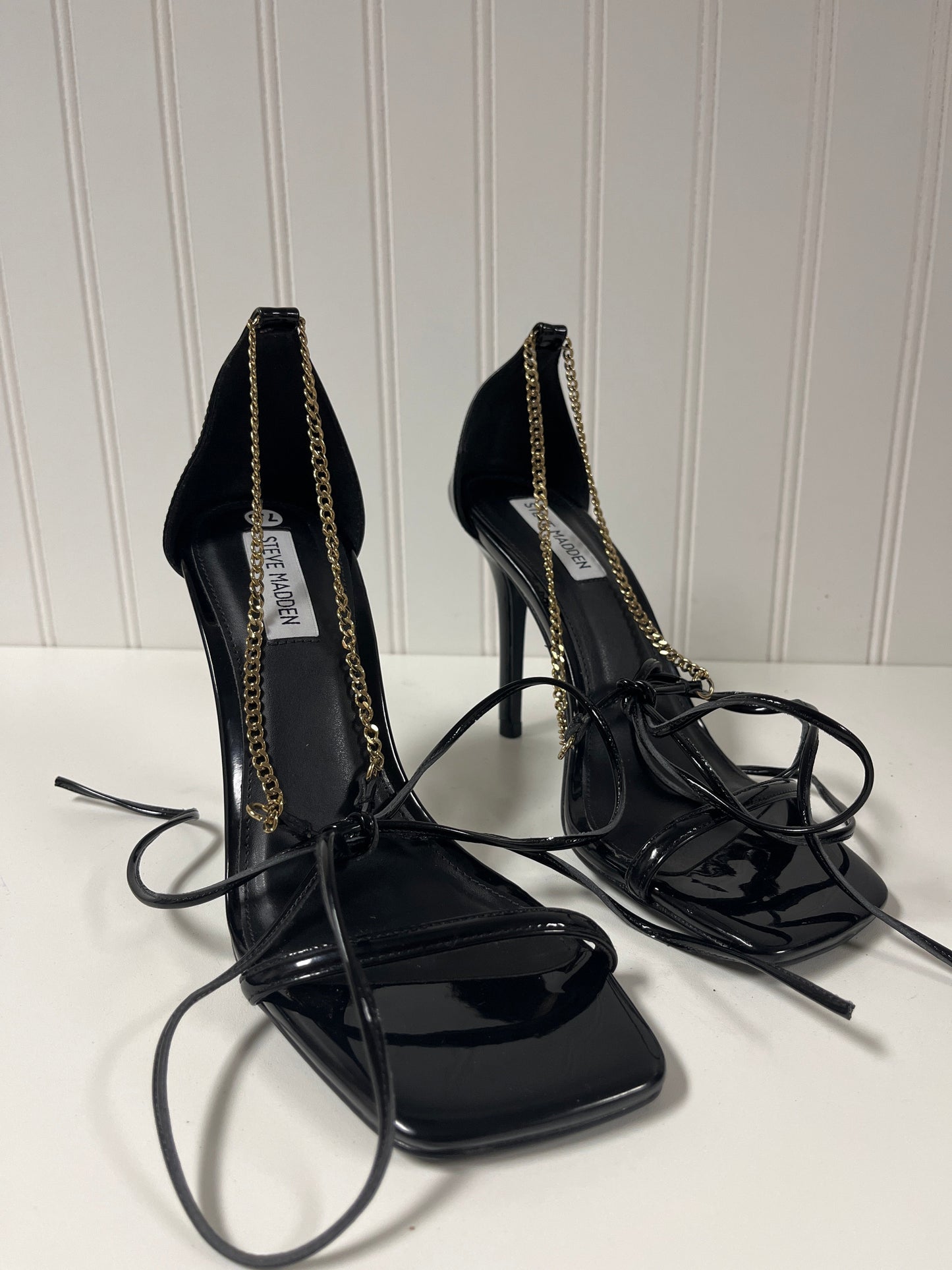 Black Sandals Heels Stiletto Steve Madden, Size 7.5