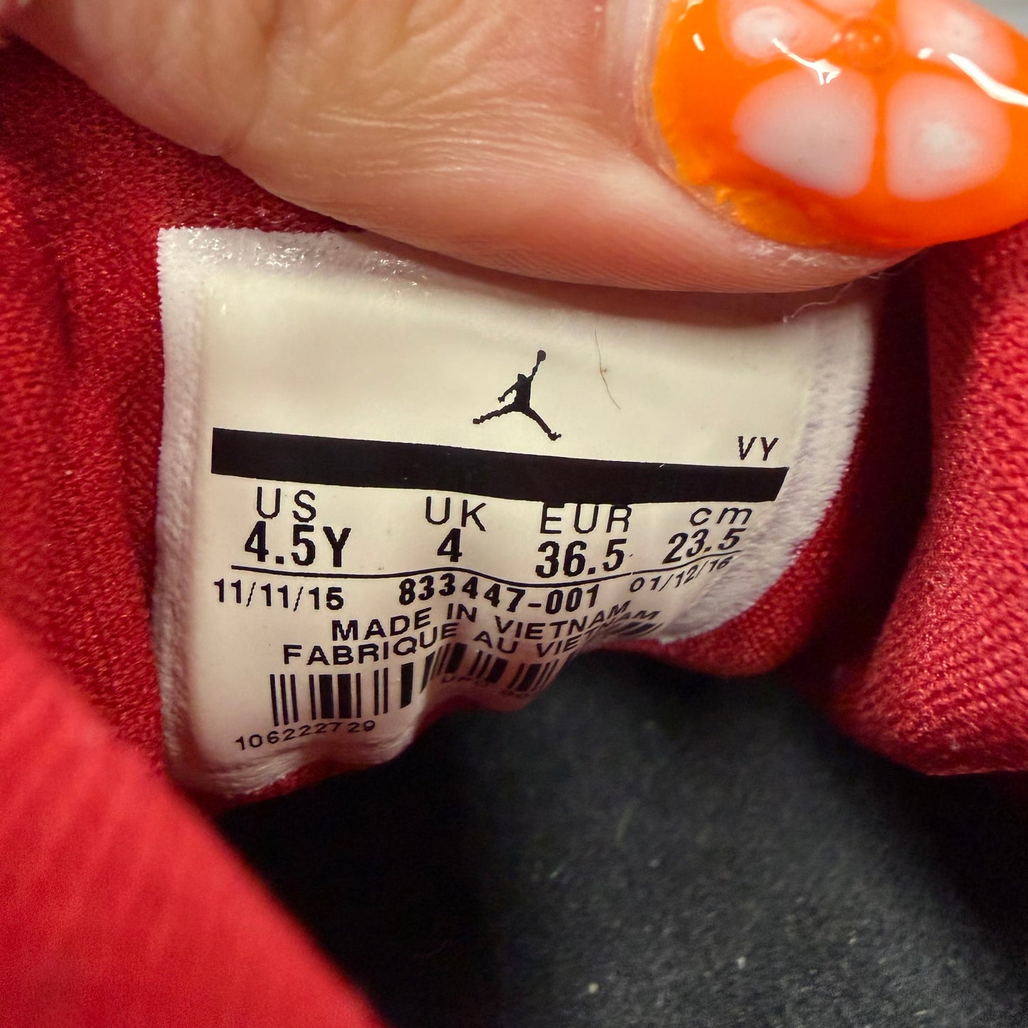 Shoes Luxury Designer By Jordan In Black & Red, Size: 6.5