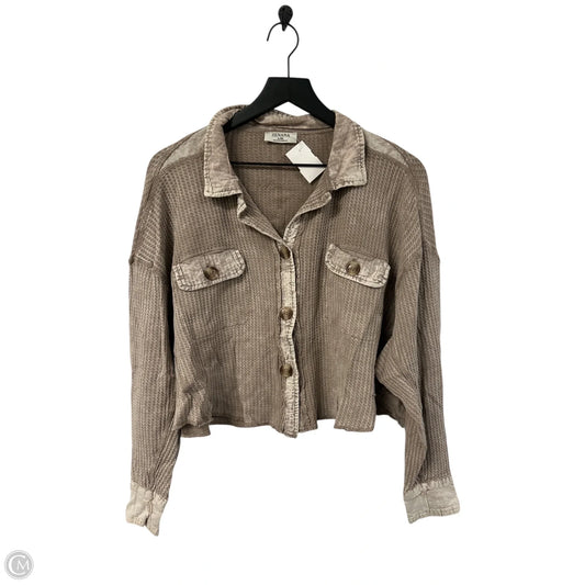 Blouse Long Sleeve By Zenana Outfitters In Beige, Size: L