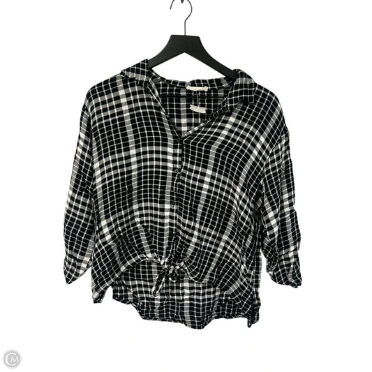 Blouse Long Sleeve By Lush In Black & White, Size: S