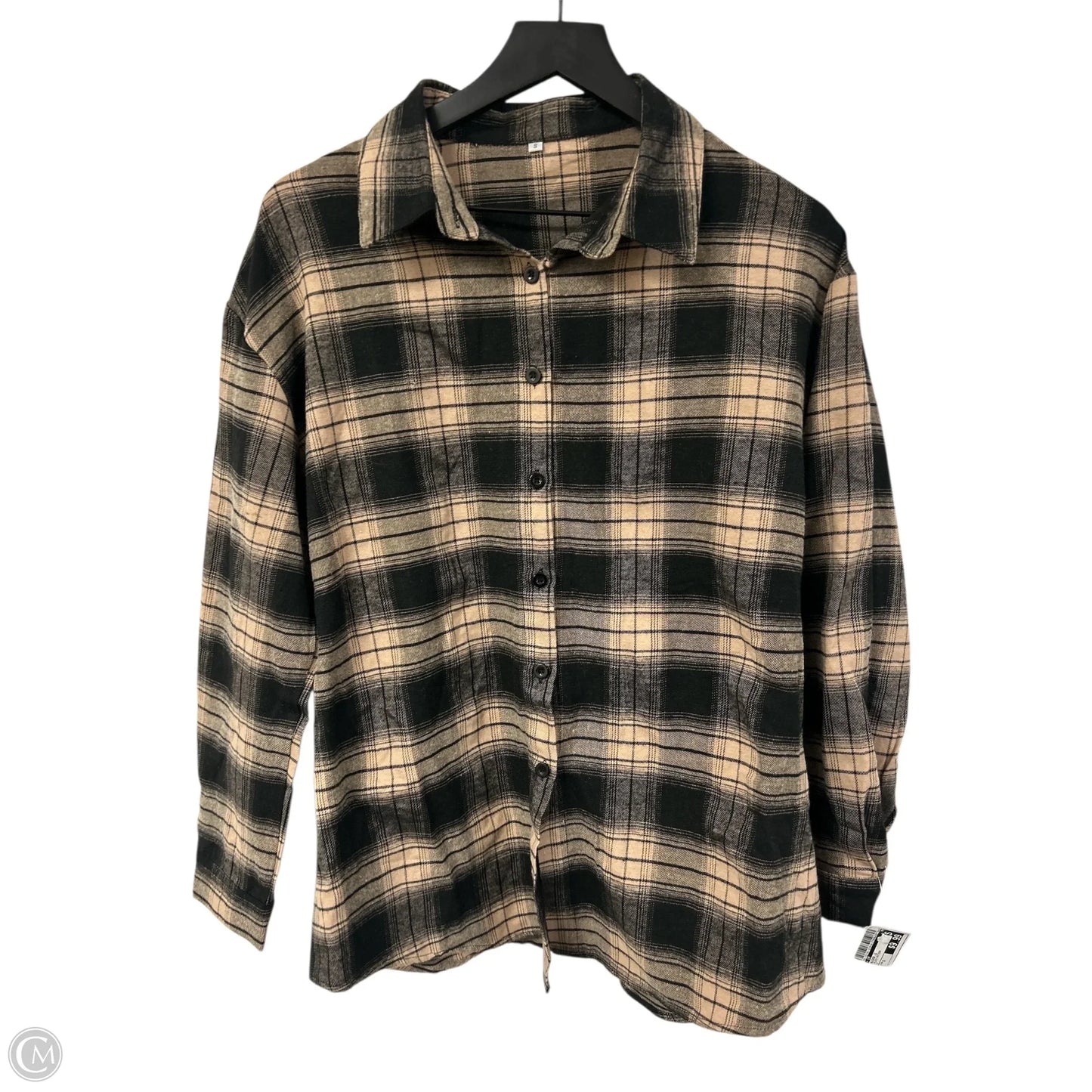 Blouse Long Sleeve By Cmf In Plaid Pattern, Size: S