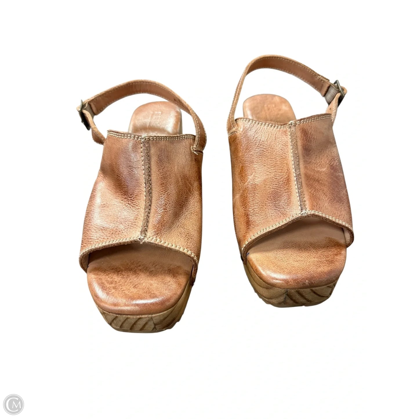 Sandals Heels Block By Bed Stu In Brown, Size: 9