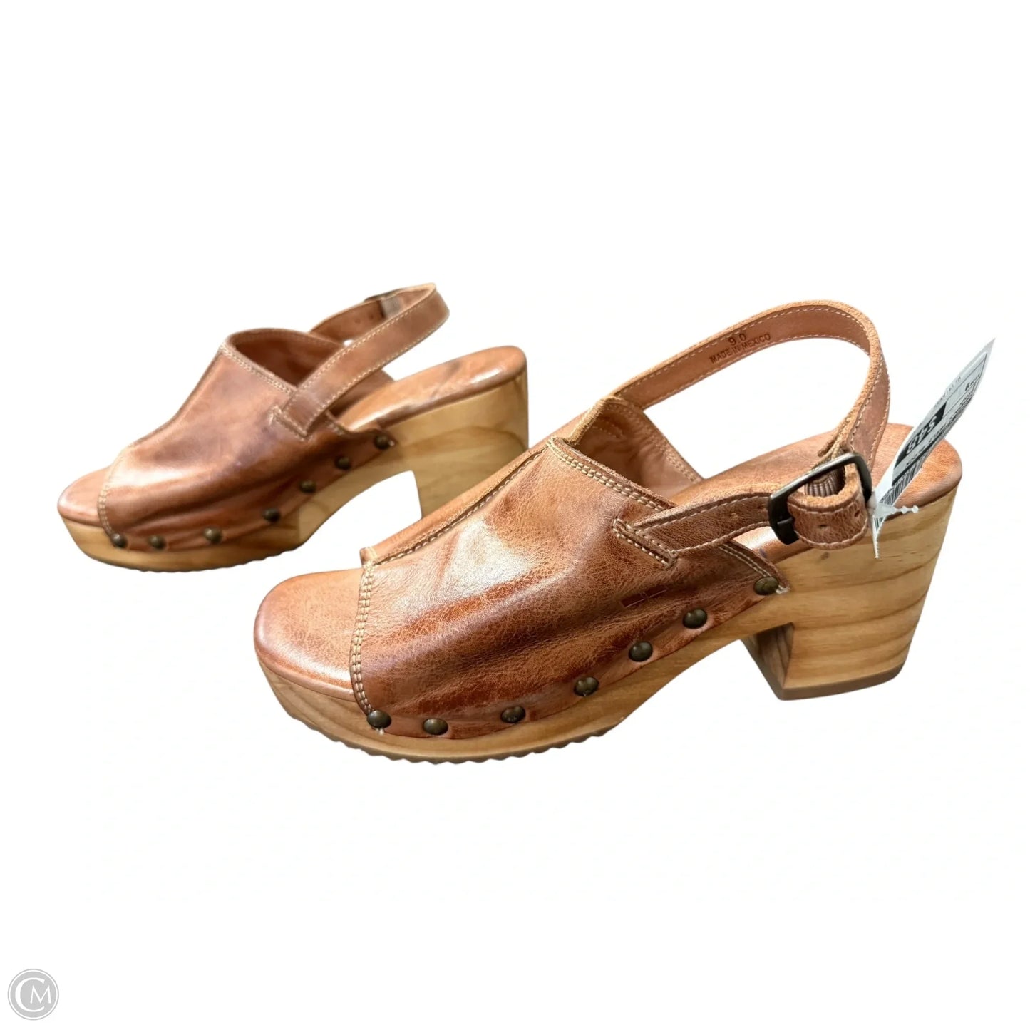 Sandals Heels Block By Bed Stu In Brown, Size: 9