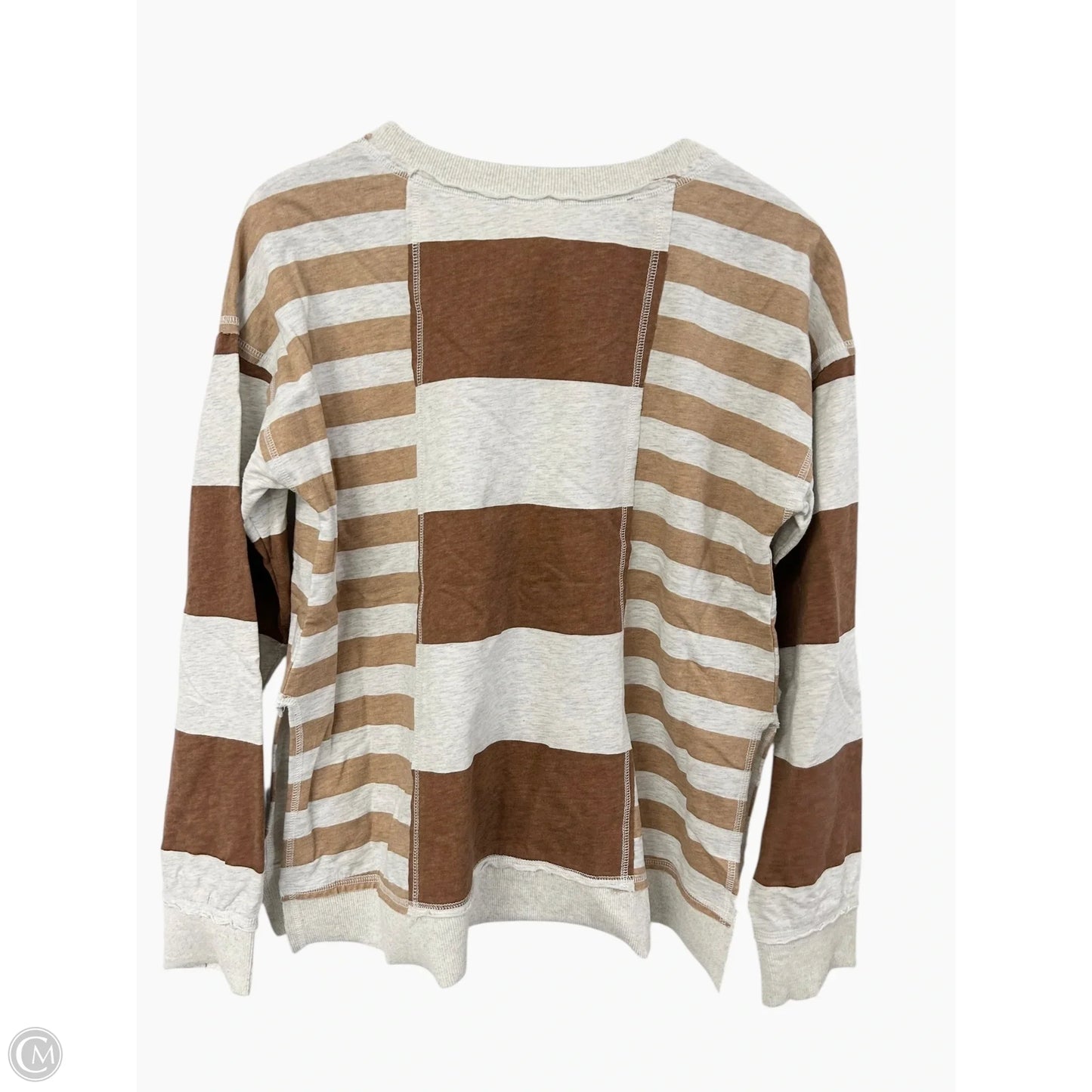Top Long Sleeve By Hem & Thread In Brown & Grey, Size: L