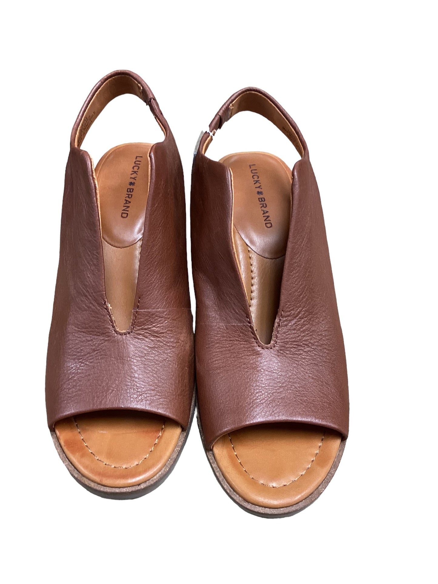 Brown Sandals Heels Block Lucky Brand, Size 7