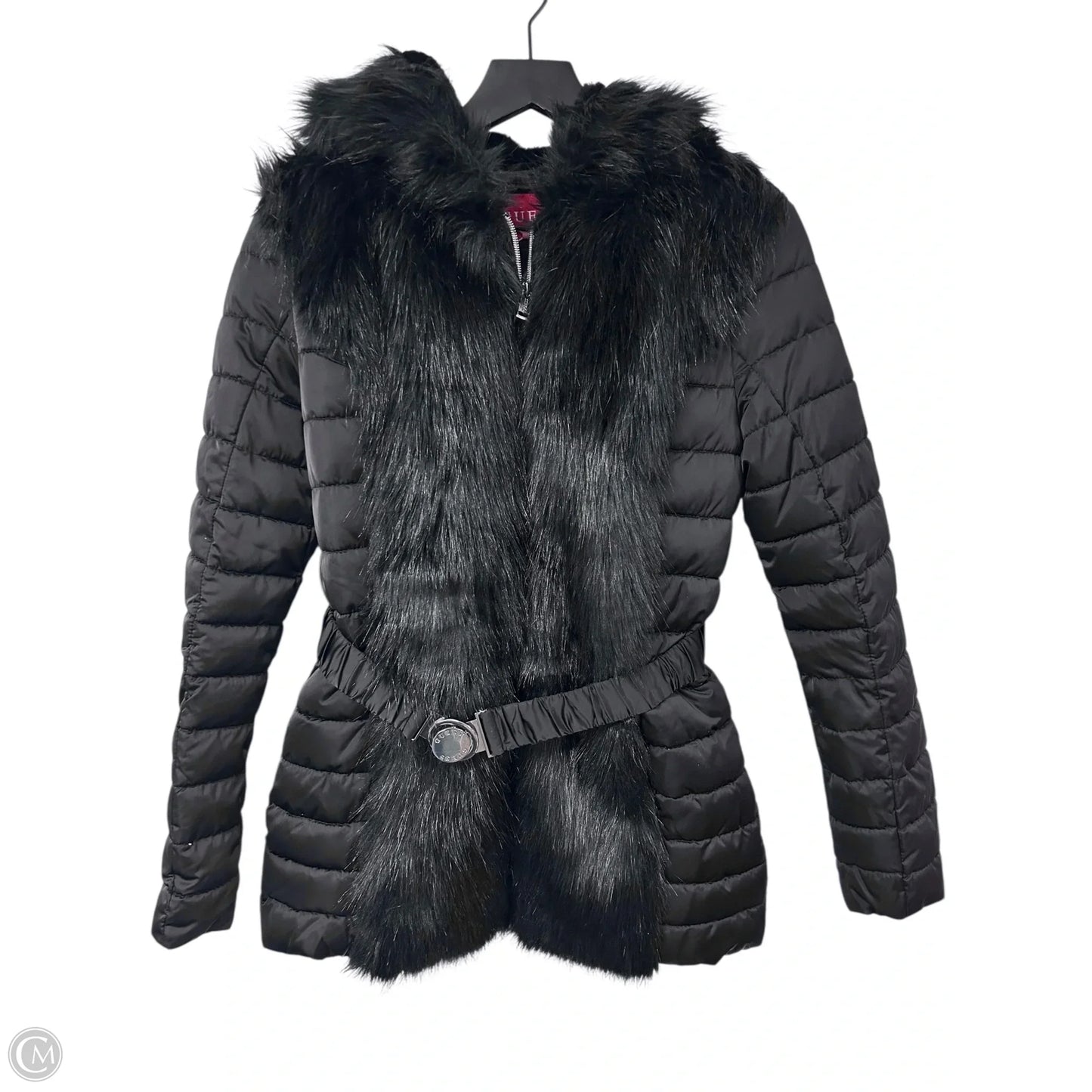 Coat Puffer & Quilted By Guess In Black, Size: S