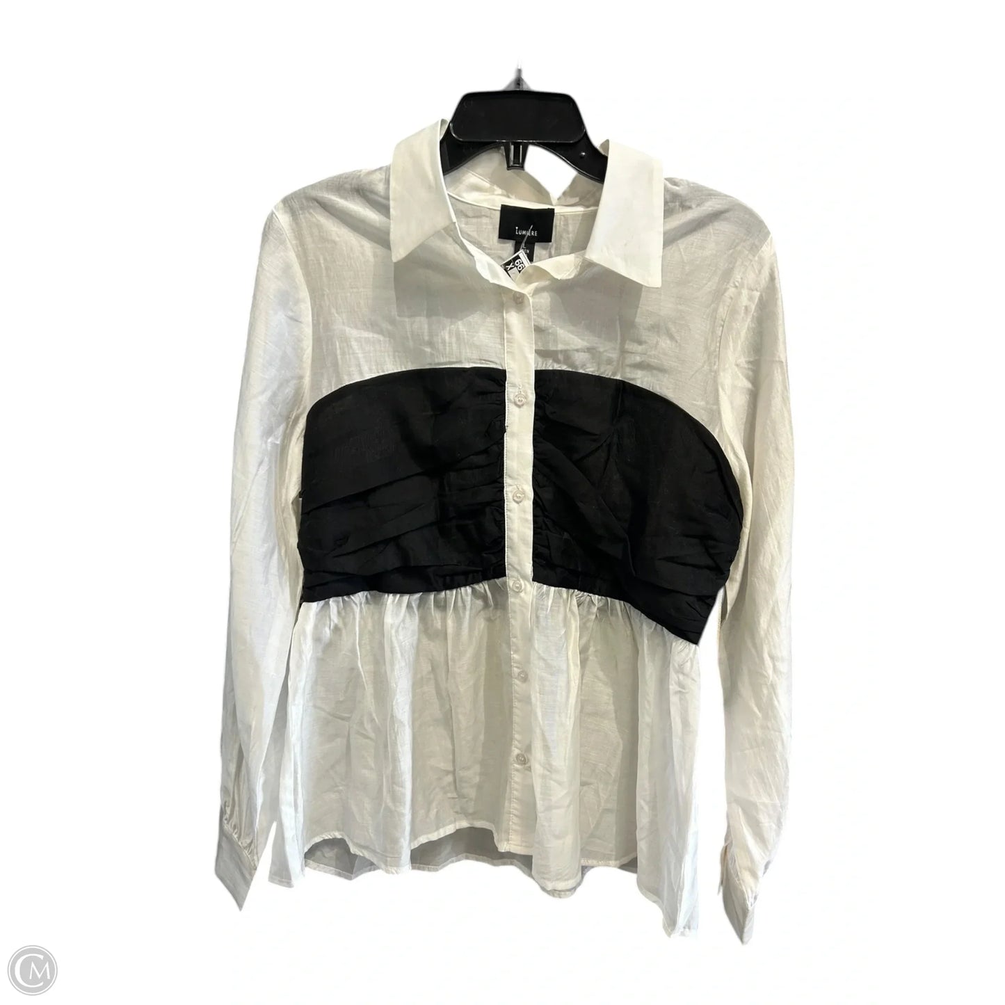 Blouse Long Sleeve By Lumiere In Black & White, Size: L