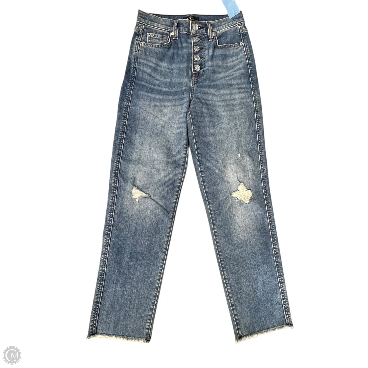 Jeans Straight By 7 For All Mankind In Blue Denim, Size: 0