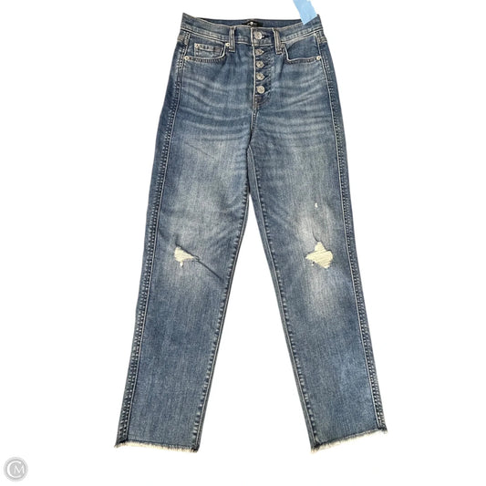 Jeans Straight By 7 For All Mankind In Blue Denim, Size: 0