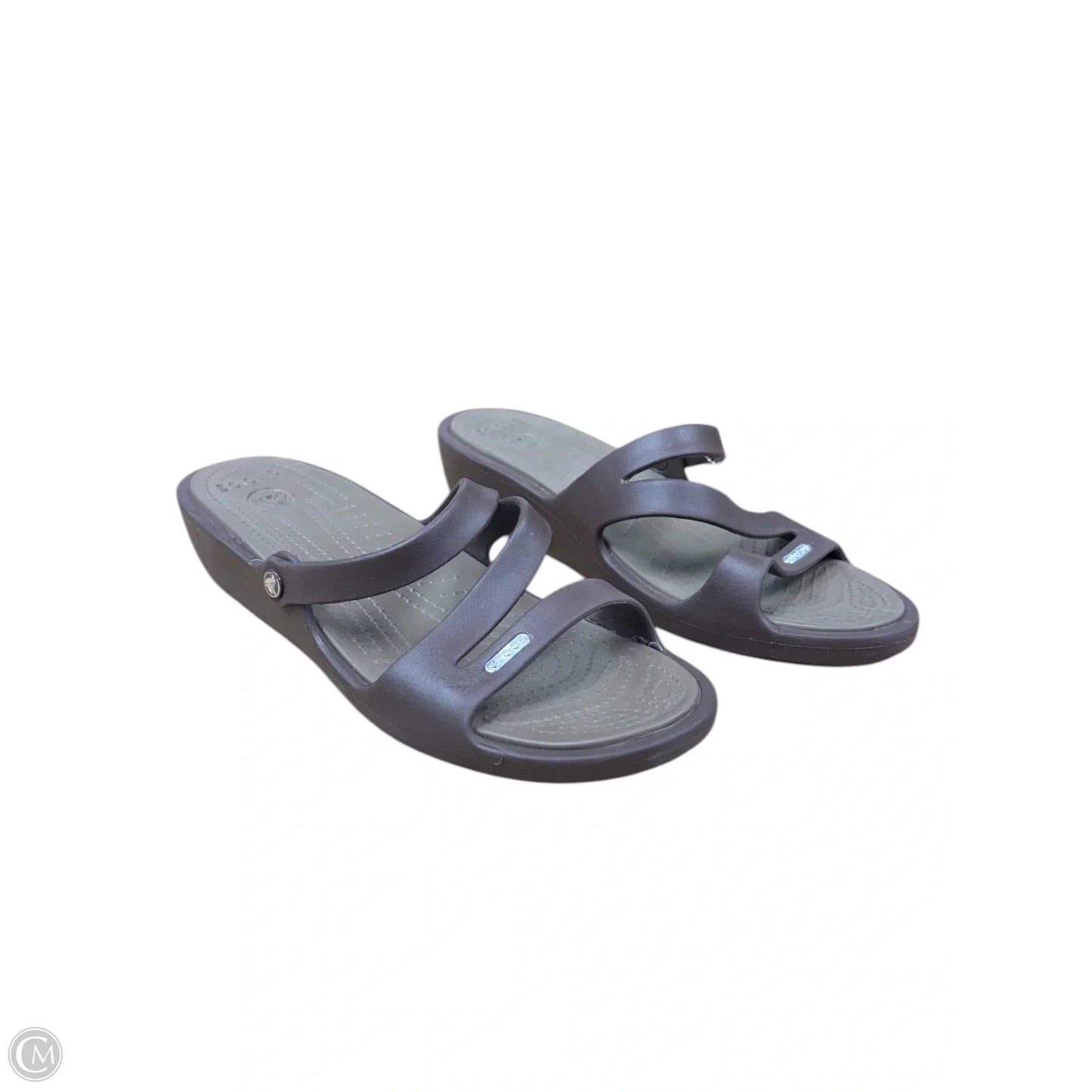 Sandals Flats By Crocs In Brown, Size: 11