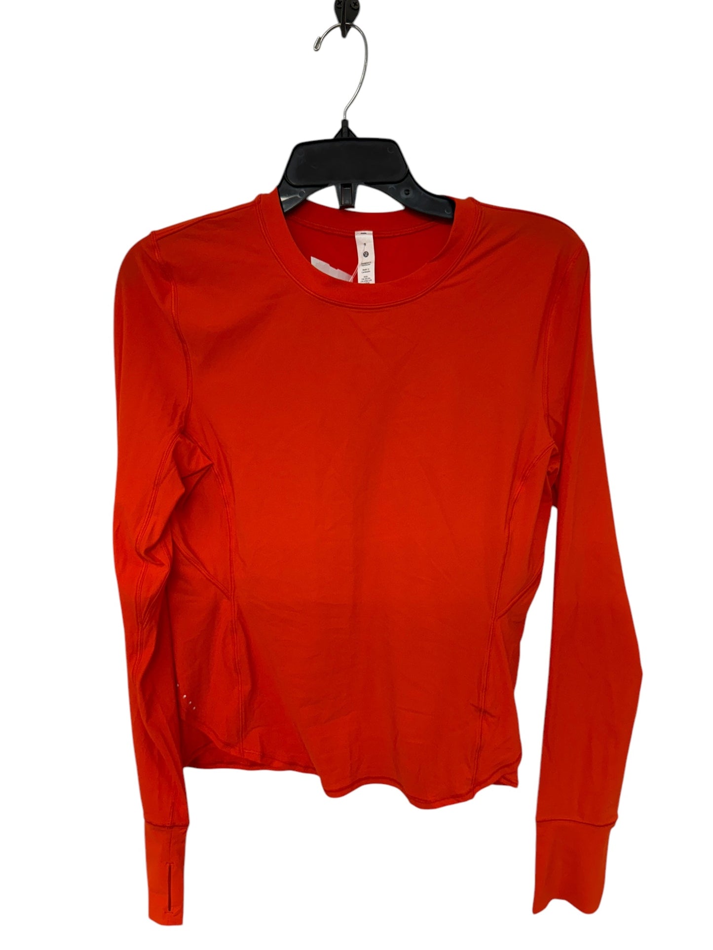 Athletic Top Long Sleeve Crewneck By Lululemon In Orange, Size: 8