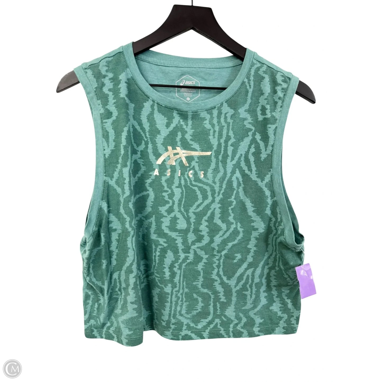 Athletic Tank Top By Asics In Blue & Green, Size: L